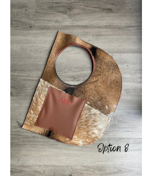 ΔΣΘ DST Cowhide & Leather D Bag w/Pouch (8 Styles) (FA25)