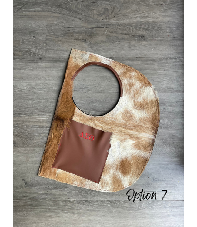 ΔΣΘ DST Cowhide & Leather D Bag w/Pouch (8 Styles) (FA25)