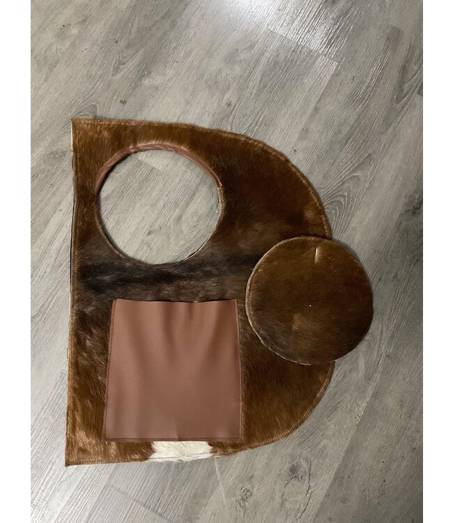 Cowhide D Bag with Brown Leather and Pouch