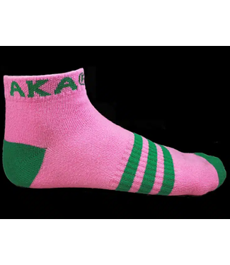 ΑΚΑ SALE! AKA Pink w/Green Stripes Ankle Socks (SP26) Last One 50% off