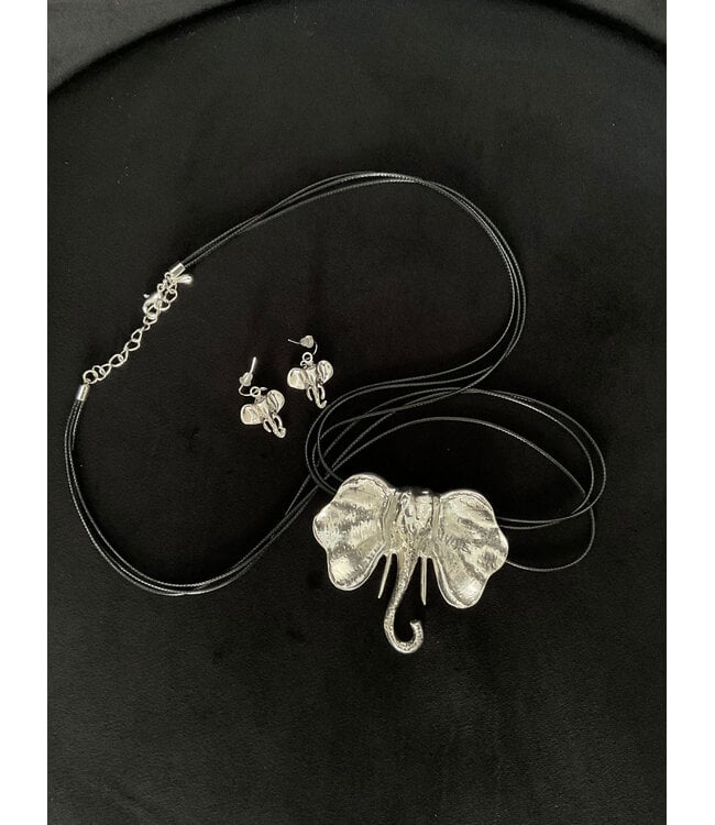 W Silver Elephant Necklace Sets (FA25)