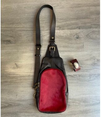 W Genuine Italian Leather Deep Red Cowhide Slingback/Crossbody (FA25)