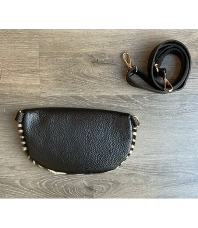 W Genuine Leather & Zebra Cowhide Fanny Pack/Crossbody (FA25)