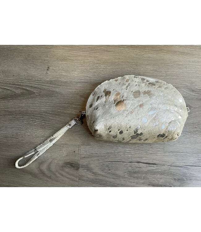 Genuine Leather Silver Cheetah Make up Pouch (FA25)