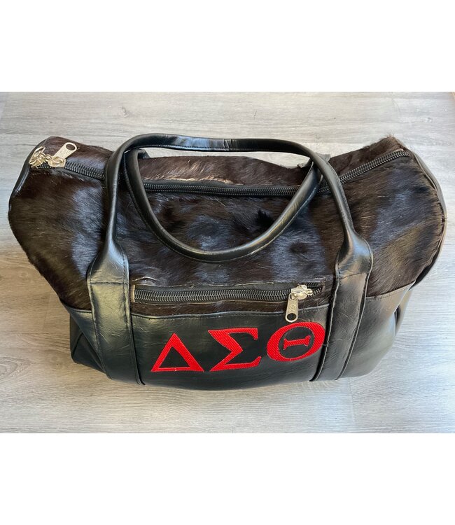 ΔΣΘ DST Cowhide Embroidered Duffle Bag