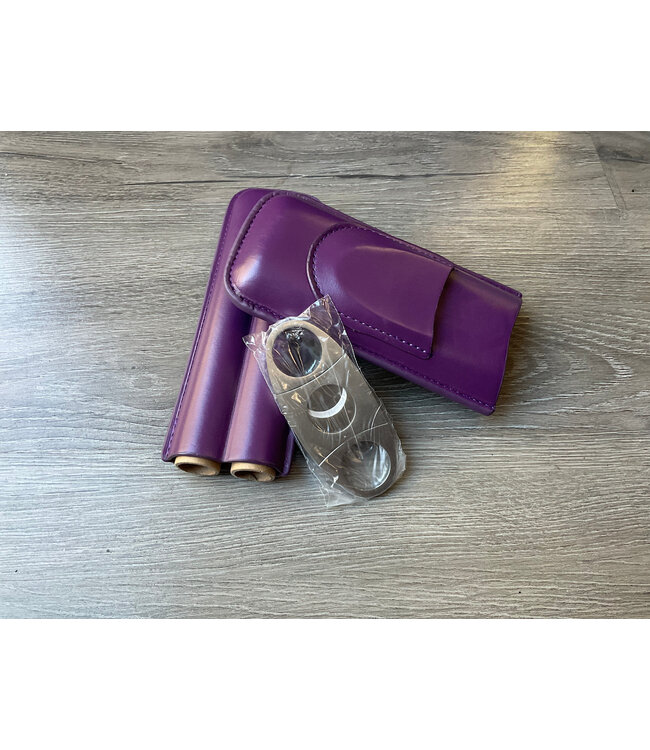 ΩΨΦ Purple Leather Cigar Cases with Cutter(FA25)