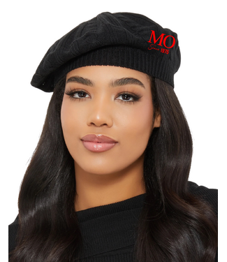 ΔΣΘ MO DST 50th Black Cable Knit Beret (FA25)