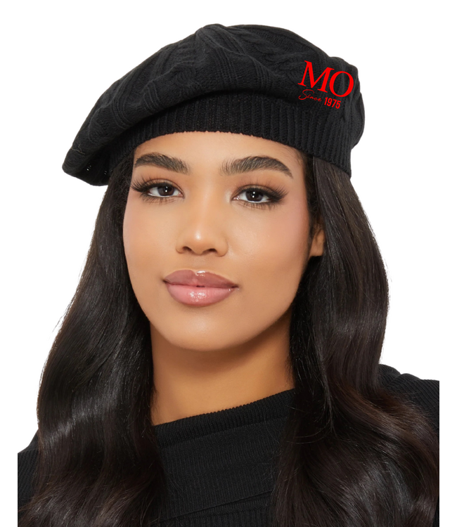 ΔΣΘ MO DST 50th Black Cable Knit Beret (FA25)