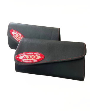 ΔΣΘ DST embroidered patch black clutch (FA25)
