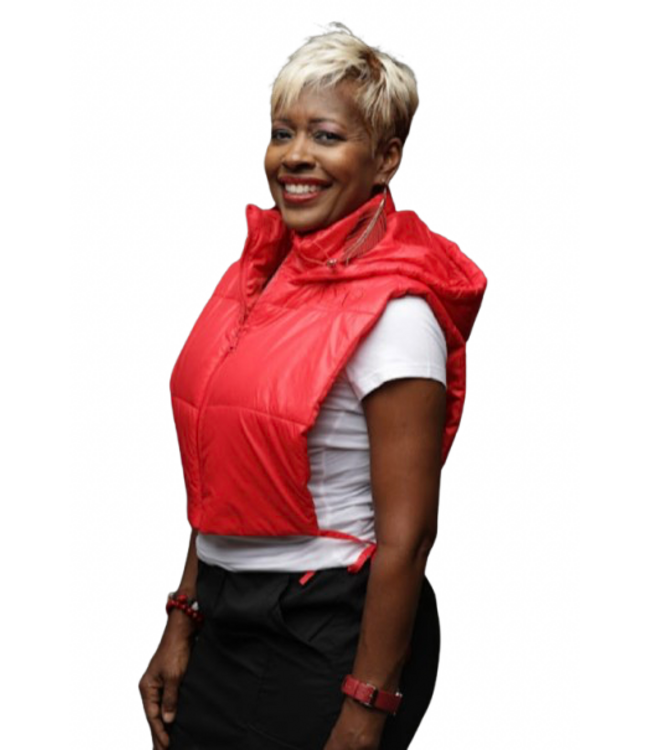 ΔΣΘ SALE DST Red Puff Open Vest w/Hood (FA25)