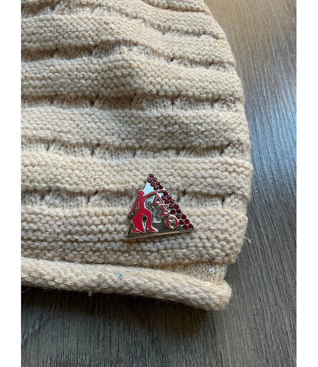 ΔΣΘ DST Cream Slouchy Sequin Beanie (FA25)