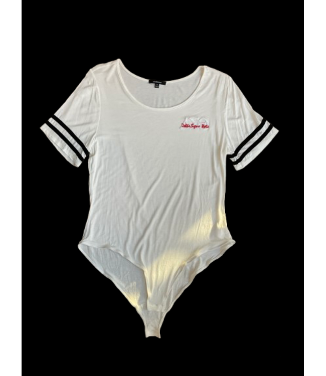 ΔΣΘ SALE DST 3 Stripe White/DST Cream /Red/ Black / Black Bodysuit (FA25)