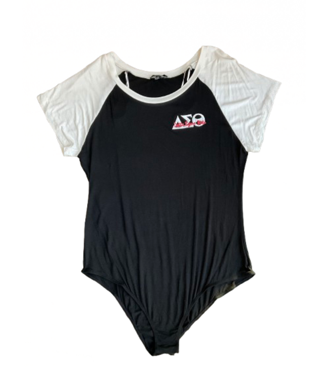ΔΣΘ SALE DST 3 Stripe White/DST Cream /Red/ Black / Black Bodysuit (FA25)