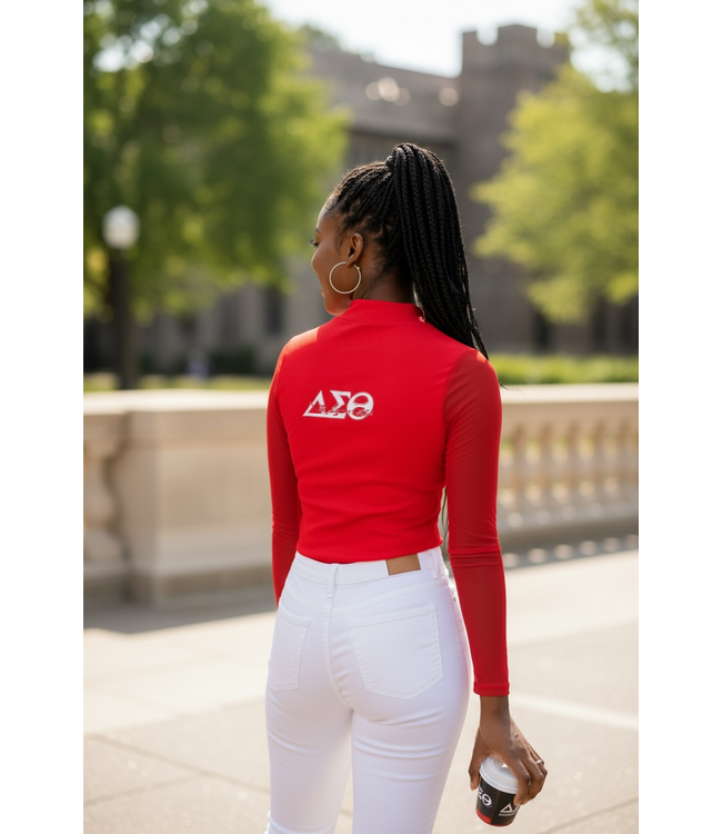 ΔΣΘ DST Fitted Ribbed Turtleneck with Mesh Sleeves (FA25)