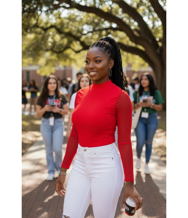 ΔΣΘ DST Fitted Ribbed Turtleneck with Mesh Sleeves (FA25)