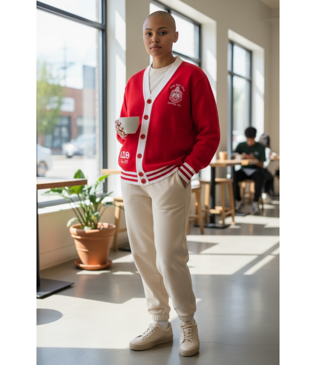 ΔΣΘ SALE DST Knit Red&White Cardigan (XL)(FA25)