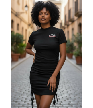 ΔΣΘ SALE DST Black Drawstring Turtleneck Dress (LG)(FA25)