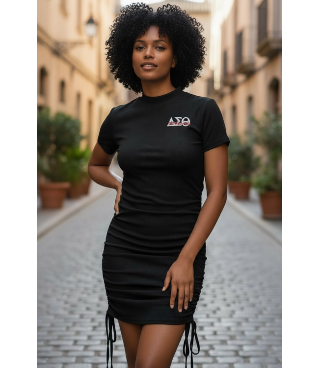 ΔΣΘ SALE DST Black Drawstring Turtleneck Dress (LG)(FA25)