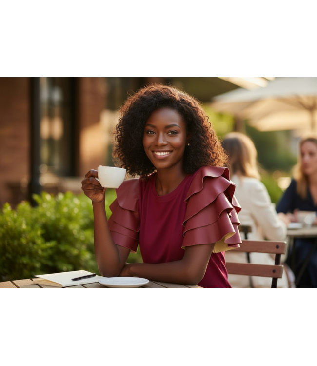 W Burgundy Butterfly Top(FA25)