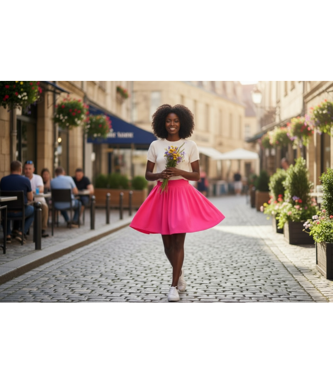 W Pink Pleated Mini Skirt (FA25)