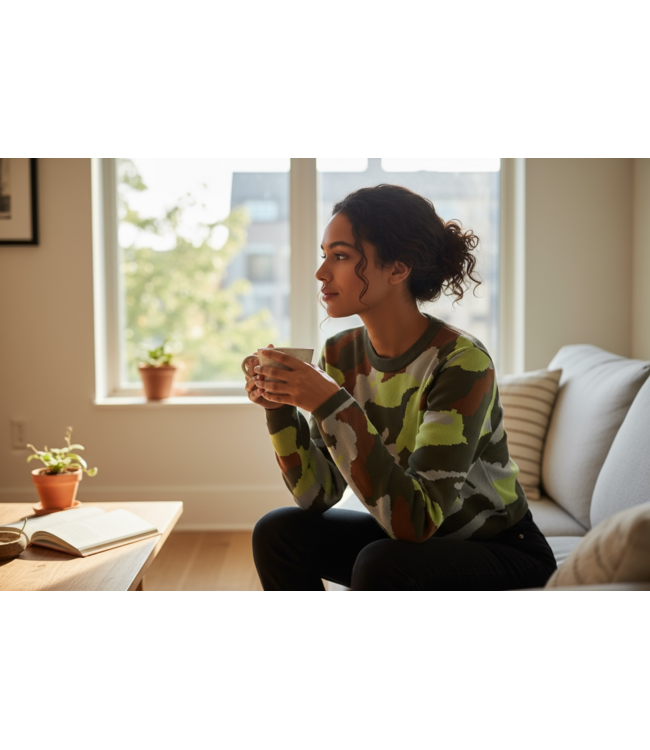 W Camouflage Open Back Long Sleeve Top (FA25)