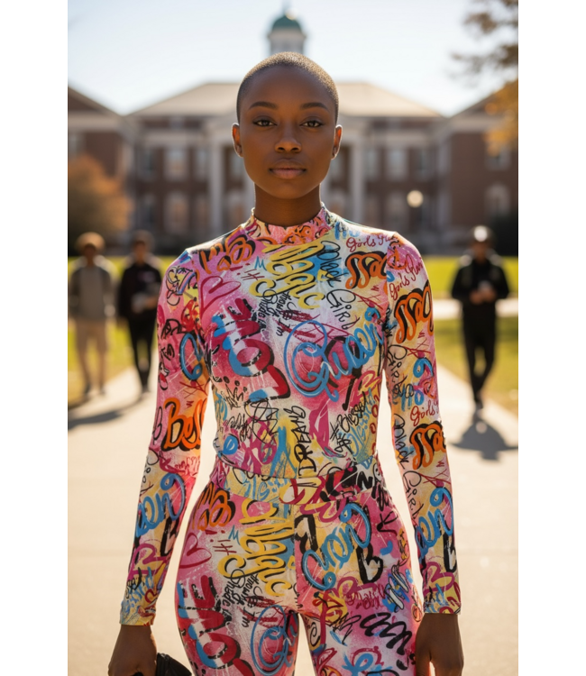 W Multicolor Graffiti Bodysuit (LG) (FA25)