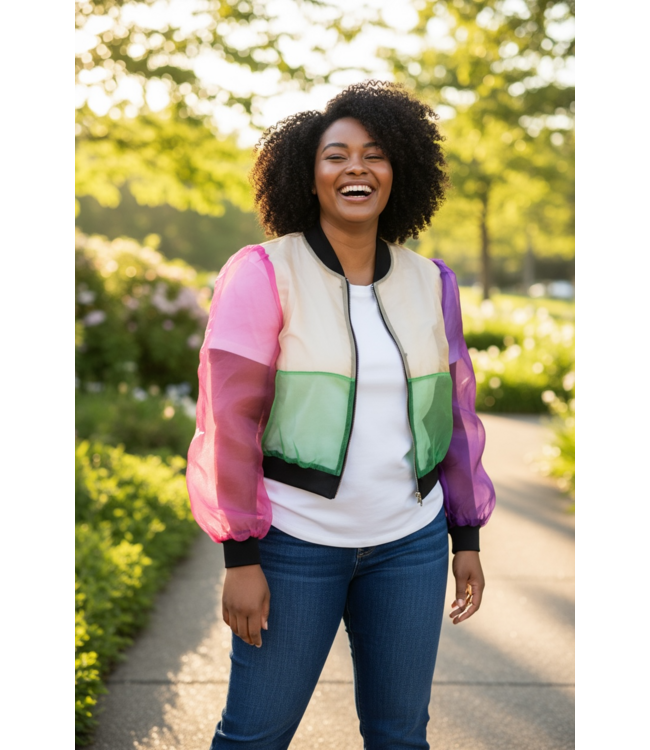 SALE! W Sheer Multicolor Block Jacket (SP26) 50% Off