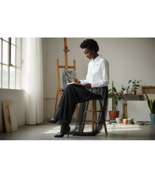 ΔΣΘ SALE DST White Button Up with Tulle Sides (FA25)