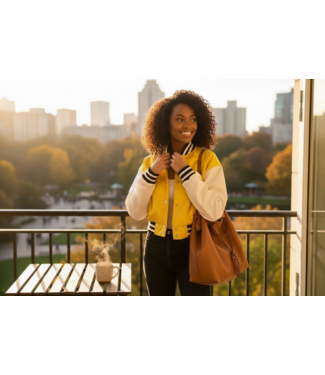 SALE W Yellow Satin Bomber Jacket M,L (FA25) 50% Off