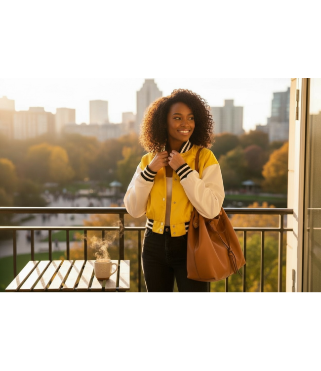 SALE W Yellow Satin Bomber Jacket(FA25) 50% Off