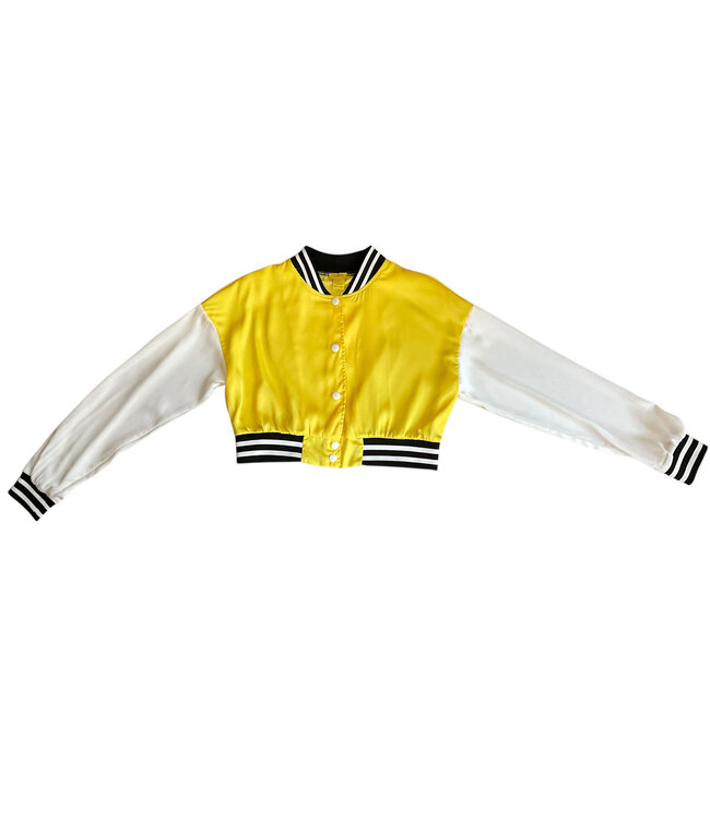 SALE W Yellow Satin Bomber Jacket M,L (FA25) 50% Off