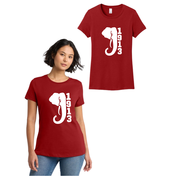 ΔΣΘ DST Printed 1913 Elephant Red Tee Shirt (FA25)