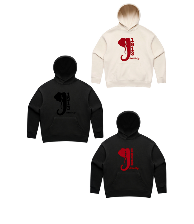 ΔΣΘ NEW! DST Embroidered January 13, 1913 Elephant Hoodie (FA25)