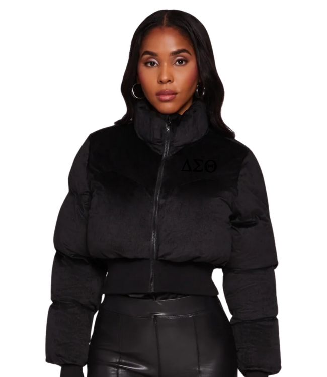 ΔΣΘ NEW! DST Delta Black Corduroy Puffer Jacket (SP26)