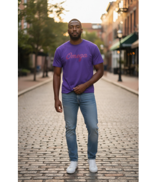 ΩΨΦ SALE! OPP Omega Dark Script Purple Shirt(FA25) 50% Off