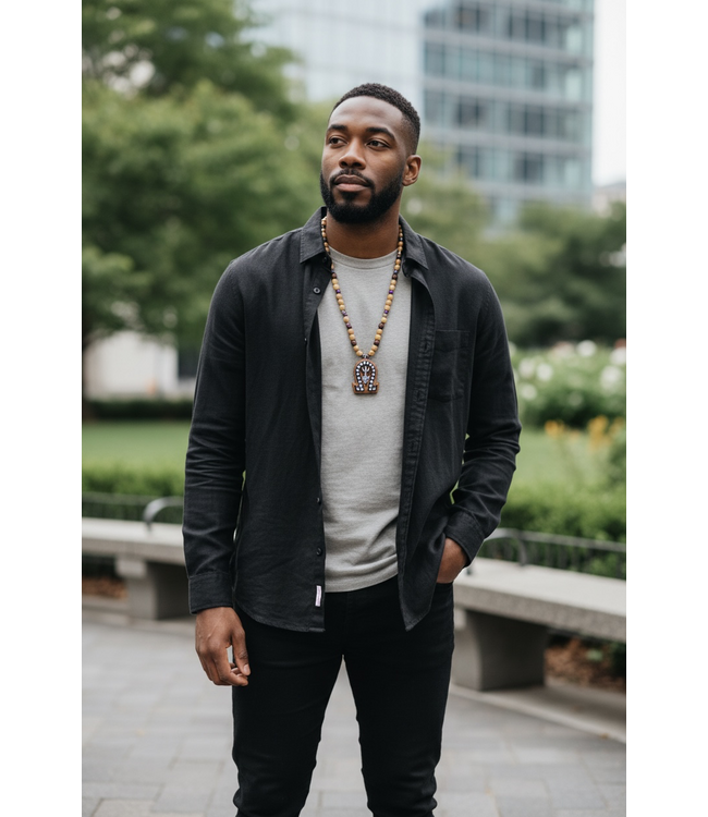 ΩΨΦ OPP Wooden Beaded Necklace w/Symbols (FA25)