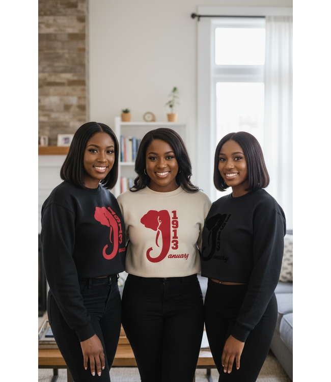 ΔΣΘ DST Embroidered January 13,1913 Elephant Cropped Sweatshirt (FA25)
