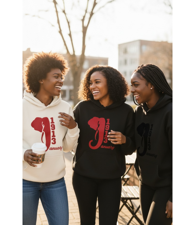 ΔΣΘ DST Embroidered January 13, 1913 Elephant Hoodie (FA25)