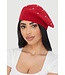 ΔΣΘ DST/W Lurex Rib Knit Pearl Beret - Red & Black (FA25)