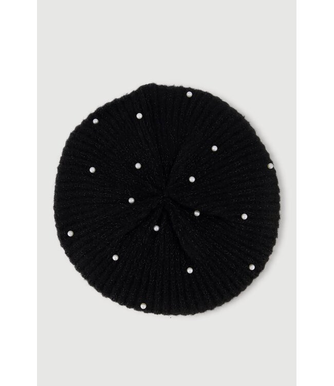 ΔΣΘ NEW! DST/W Lurex Rib Knit Pearl Beret - Red & Black (SP26)