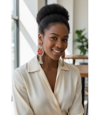 NEW!  Festive Fun Heart Wine Glass Earrings (FA25)