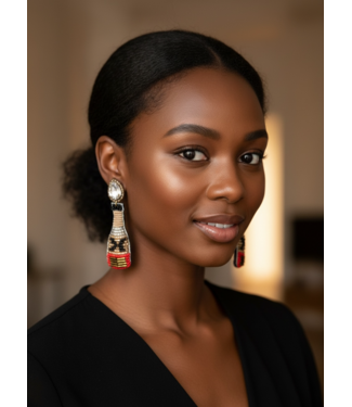 NEW! Festive Fun Crystal Champagne Bottle Earrings (FA25)