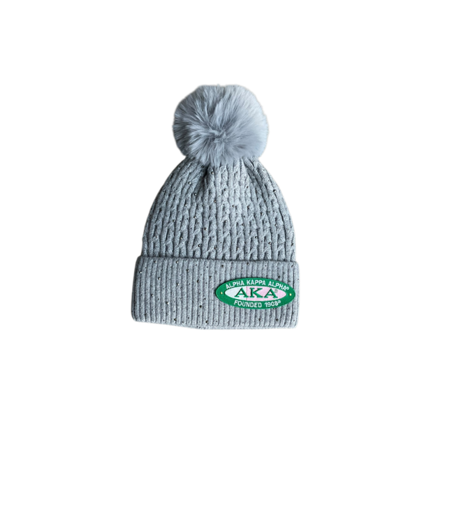 ΑΚΑ NEW! AKA Gray Rhinestoned Beanie (FA25)