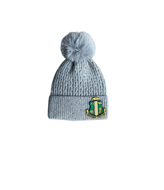 ΑΚΑ NEW! AKA Gray Rhinestoned Beanie (FA25)