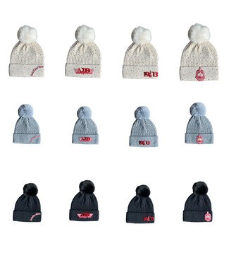 ΔΣΘ NEW! DST Pom Pom Rhinestoned  Beanie Cream,Black, Gray(FA25)