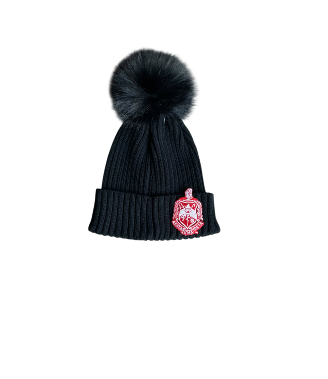 ΔΣΘ NEW! DST Black Pom Pom Beanie(FA25)