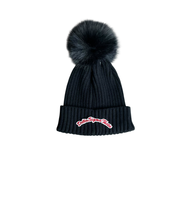 ΔΣΘ NEW! DST Black Pom Pom Beanie(FA25)