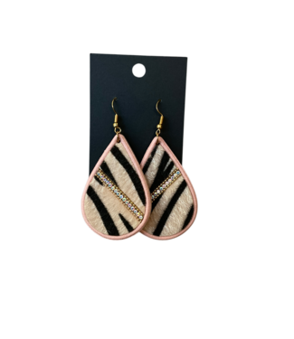 NEW! Oval Zebra Earrings Pink & Black(FA25)