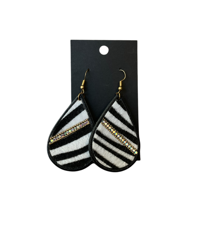 NEW! Oval Zebra Earrings Pink & Black(FA25)