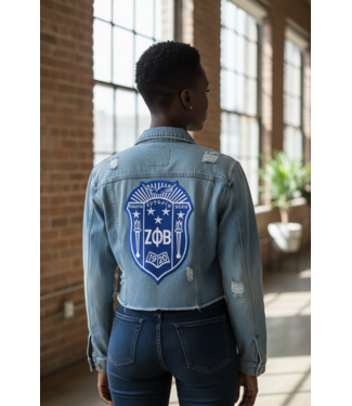 ΖΦΒ SALE! ZPB Zeta Phi Beta Ripped Denim Jacket (SP26)
